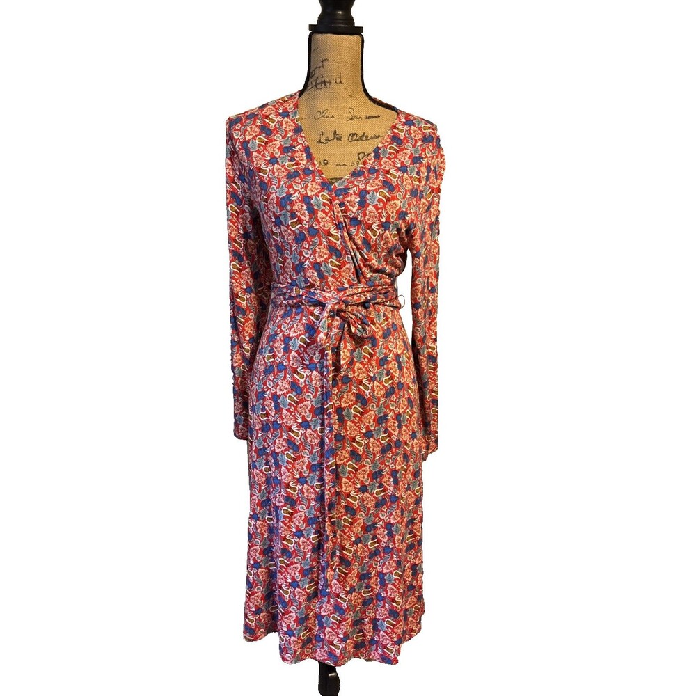 BODEN NINA JERSEY MIDI DRESS IN HOT PEPPER / TULIP BLOOM SIZE 12PetiteUS/16PUK
